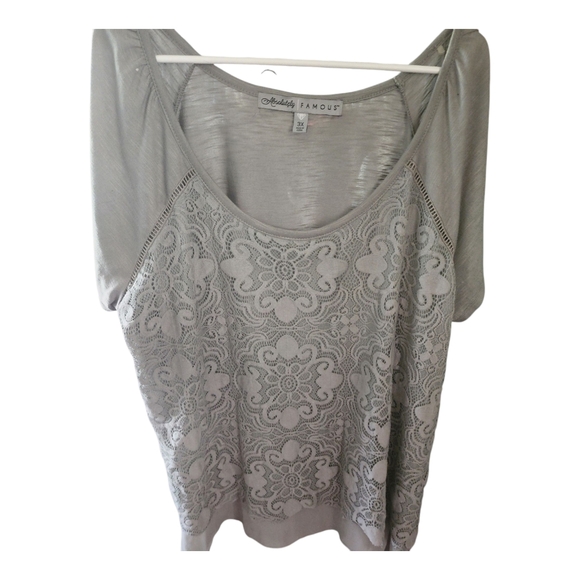 Absolutly Famous womens  olive green top with  lace detailing  size 3x - Picture 5 of 6